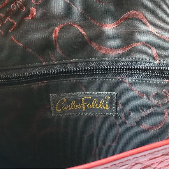 VINTAGE CARLOS FALCHI CROC 🐊 EMBOSSED LEATHER SHOULDER BAG - Picture 14 of 15